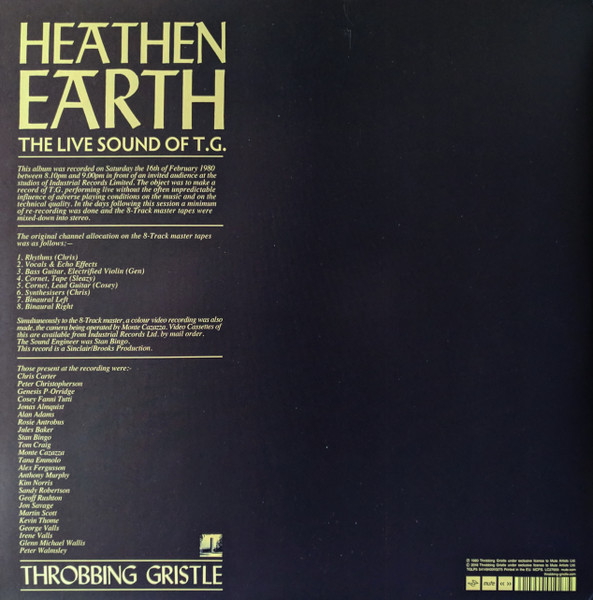 Throbbing Gristle / Heathen Earth (The Live Sound Of T.G.) (Vinyl LP)